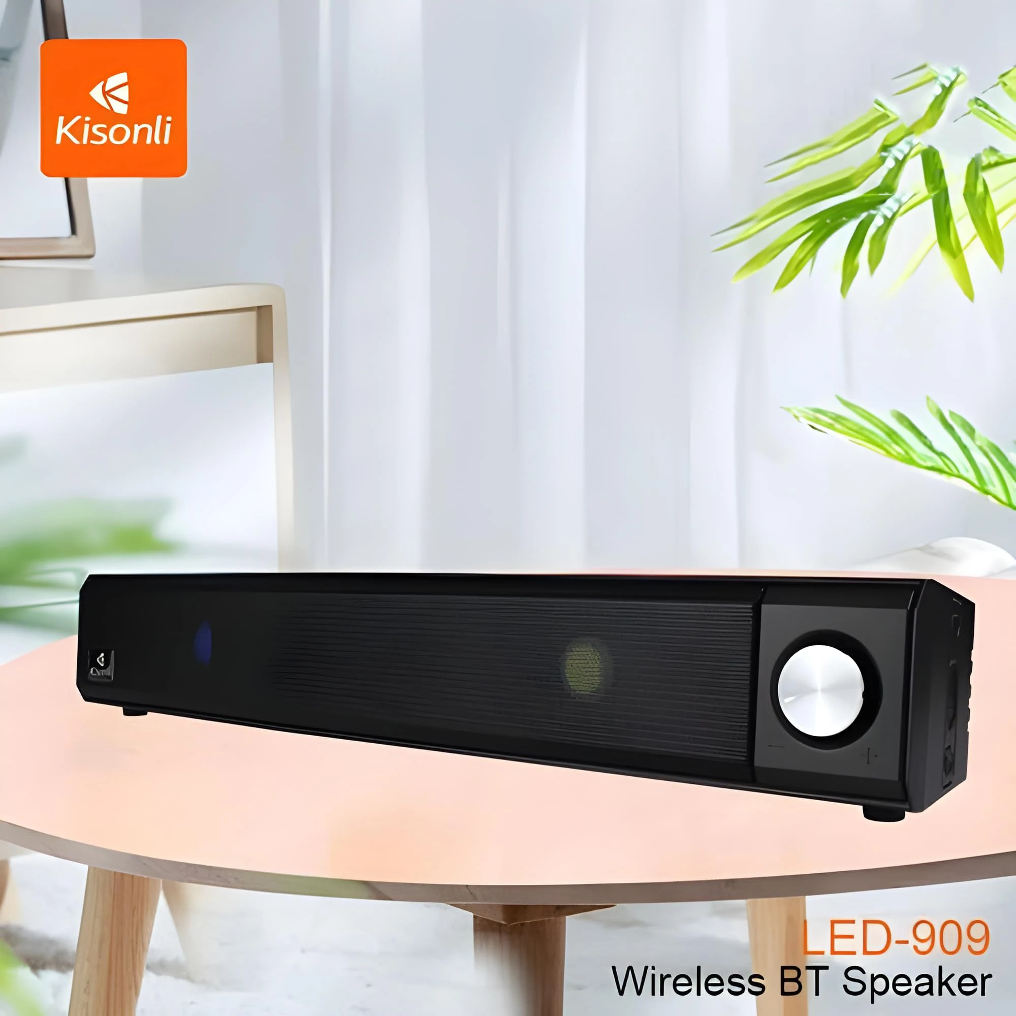 Kisonli LED-909 Portable Bluetooth Soundbar Multi-LED - Black